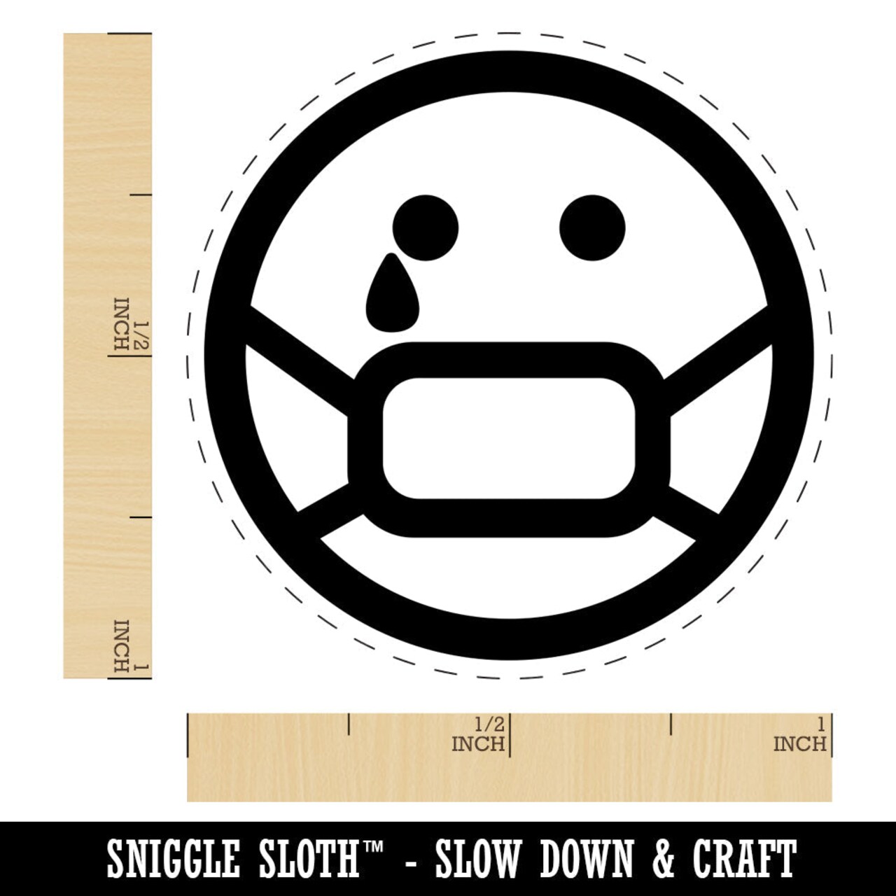 Sick Sad Face Mask Face Emoticon Rubber Stamp for Stamping Crafting Planners